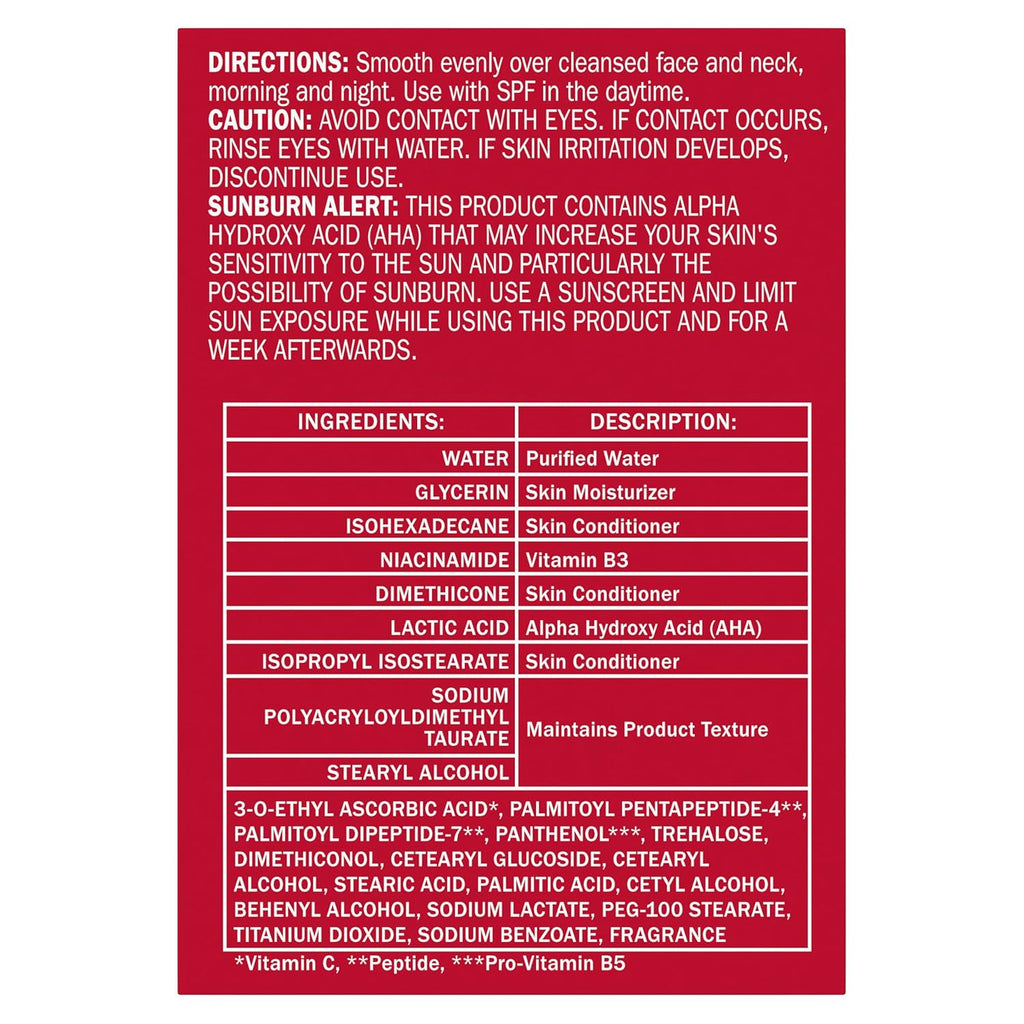 olay vitamin c max face moisturizer for women, hydrating and brightening cream with niacinamide, peptides, 1.7 oz