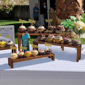 2 Set Wooden Tiered Risers Display Stands for Vendor Events,Stackable Wooden Cupcake Display Stand,Farmhouse Decor Wood Dessert Table Display Set,Vendor Booth Display Items,Food Display Risers for Party（12-11.2-10.4-9.6IN）