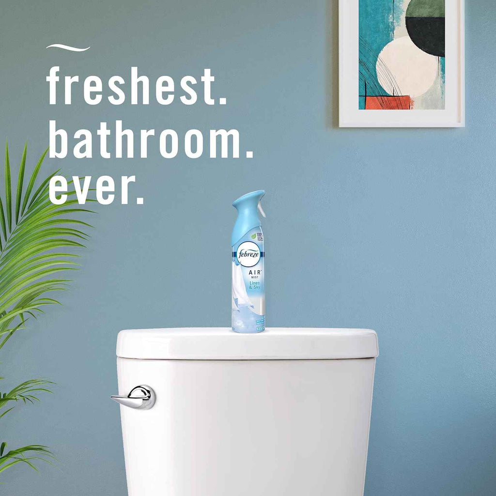 Febreze Air Mist Air Freshener Spray, Odor-Fighting Room Spray, Air Fresheners for Home and Bathroom and Kitchen, Aerosol Can, Linen & Sky Scent, 8.8oz (Pack of 2)