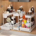 3 Pack Multi-Purpose Under Sink Organizers and Storage, 2026 L-Shaped Pull Out Cabinet Organizer for Bathroom & Kitchen, Under Cabinet Organizer with Hooks Hanging Cup, Black