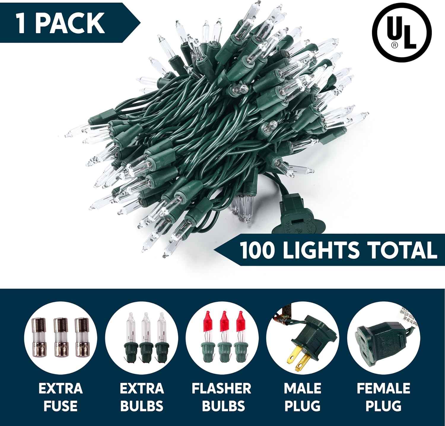 Joiedomi 100-count mini warm white fairy lights, 19.4 FT green wire string lights for patio, dorm, classroom, bedroom, holiday, party, garland, birthday, festival decoration