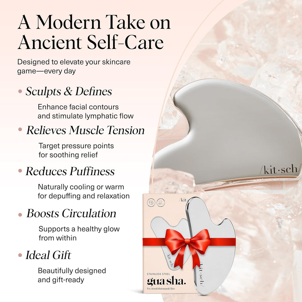 kitsch stainless steel gua sha facial tools 100% stainless steel silver