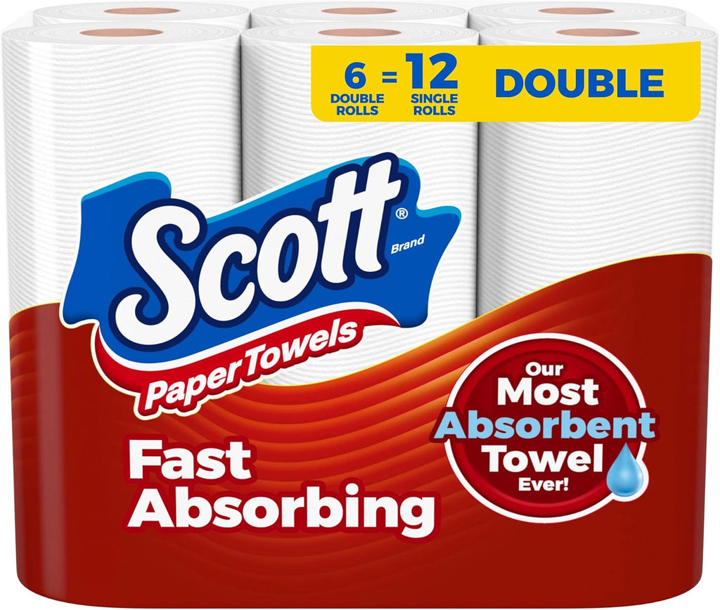 Scott Paper Towels, Choose-A-Sheet, 6 Double Rolls = 12 Regular Rolls (108 Sheets Per Roll) - ShopUS