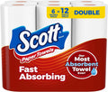 Scott Paper Towels, Choose-A-Sheet, 6 Double Rolls = 12 Regular Rolls (108 Sheets Per Roll) - ShopUS