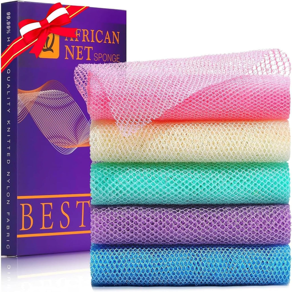ujfqbh 3 pieces african bath sponge pink yellow purple exfoliating shower body scrubber