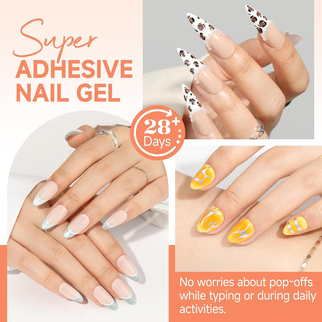 UNA GELLA Solid Nail Glue Gel 15ml Lamp Curing Needed Solid Soak Off U V/LED Lamp Required Super Strong Glue for Fake Acrylic Soft Gel Nail Tips Press On Nails Art Extension