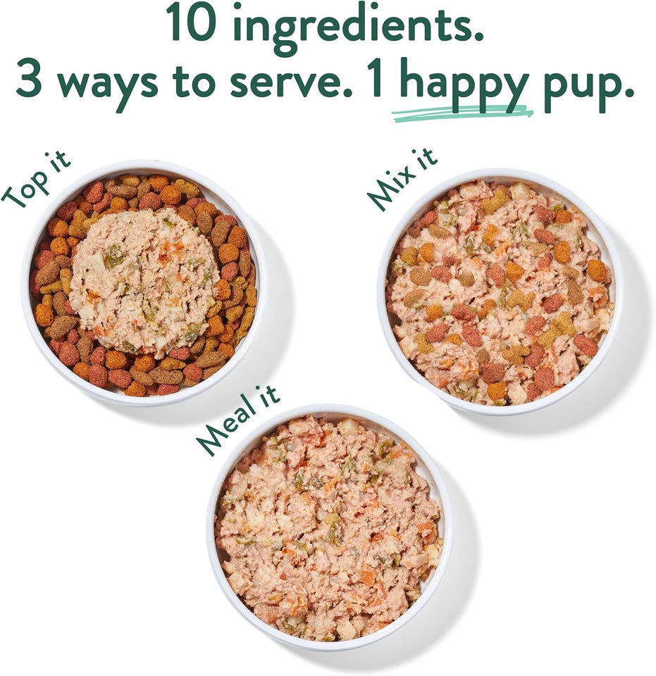portland pet food company fresh dog food pouches human-grade toppers wet pet meal & mixers for small & large breed puppies & senior dogs gluten-free limited ingredient rosie's beef n' rice 8 pack