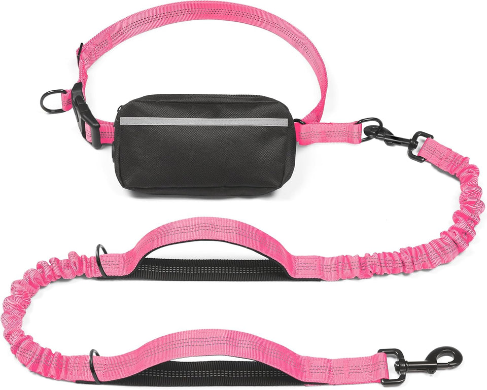 iYoShop hands-free dog leash with zipper pouch and dual padded handles for medium and large dogs (large, 25-120 lbs, black)