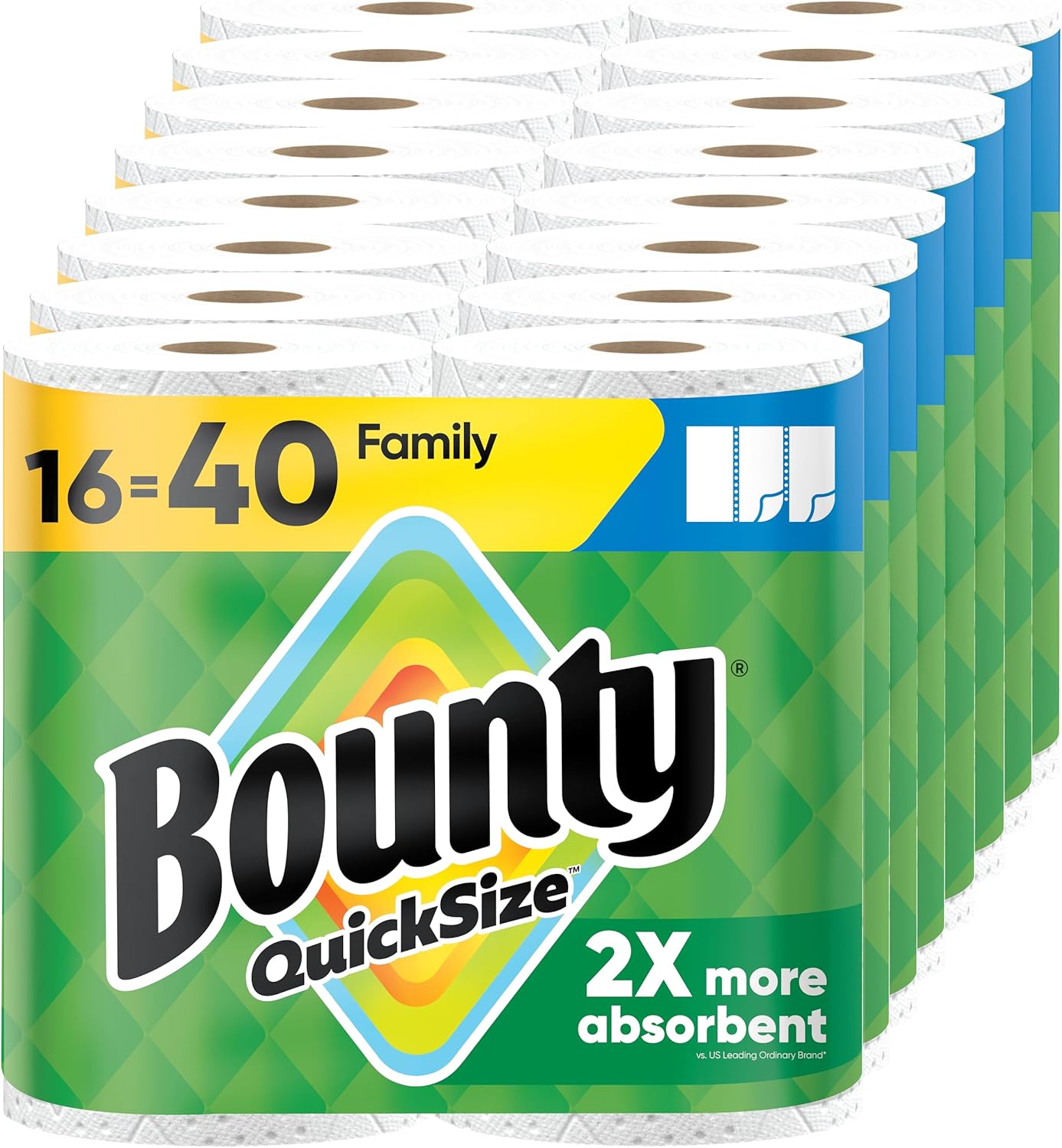 Bounty Quick Size Paper Towels, White, 8 Family Rolls = 20 Regular Rolls - ShopUS