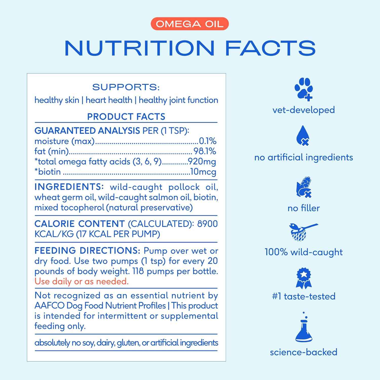 Native Pet Omega 3 Fish Oil for Dogs and Cats - Supports Healthy Skin and Coat - 8oz Liquid Supplement