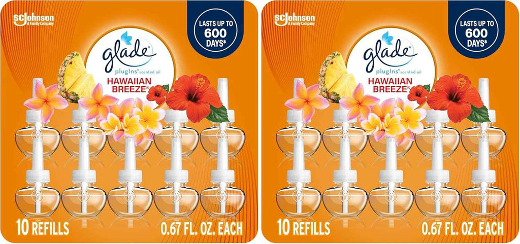 Glade PlugIns Refills Air Freshener, Scented and Essential Oils for Home and Bathroom, Aqua Waves, 6.7 Fl Oz, 10 Count