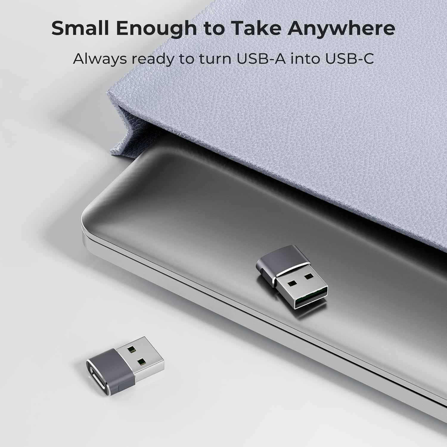 Basesailor USB to USB C Adapter,USBC Female to USB A Male Adapter,Type C Converter Charger for iPhone 17 Pro Max,16 15,Apple Watch iWatch S11 S10 SE,AirPods 3,iPad mini Air,Samsung Galaxy S25,Gray