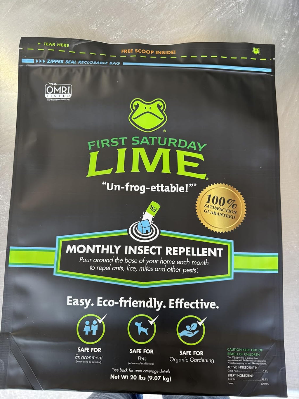 First Saturday Lime Insect Deterrent-20LB Bag| Monthly Insect Shield| Multi-PLrpose Insect Control for Outdoors| Prevents Ants & Other Insects