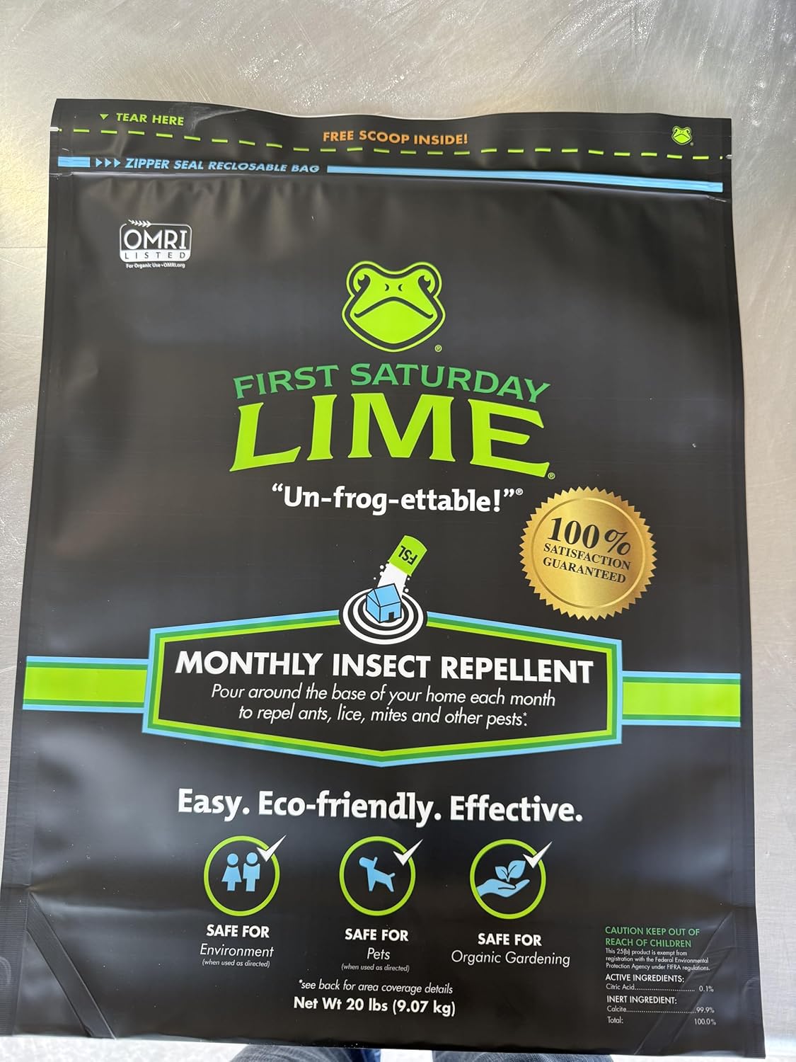 First Saturday Lime Insect Deterrent-20LB Bag| Monthly Insect Shield| Multi-PLrpose Insect Control for Outdoors| Prevents Ants & Other Insects