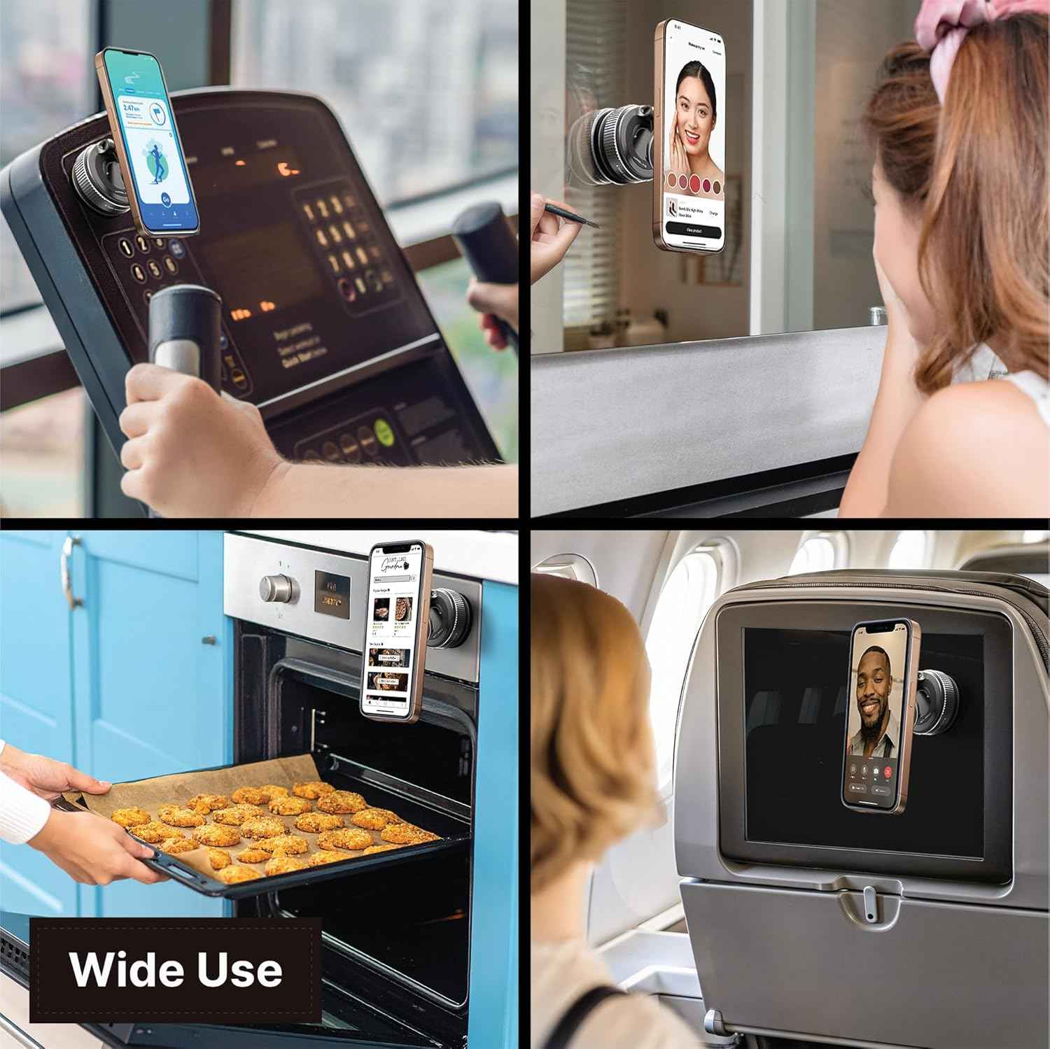 Vacuum Magnetic Phone Holder for Cars Black 360 Rotating Adjustable Foldable Mount for iPhone