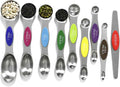 Magnetic Measuring Spoons Set Stainless Steel with Leveler, Stackable Metal Tablespoon Measure Spoon for Baking, Cups and Spoon Set Kitchen Gadgets Apartment Essentials Fits in Spice Jars