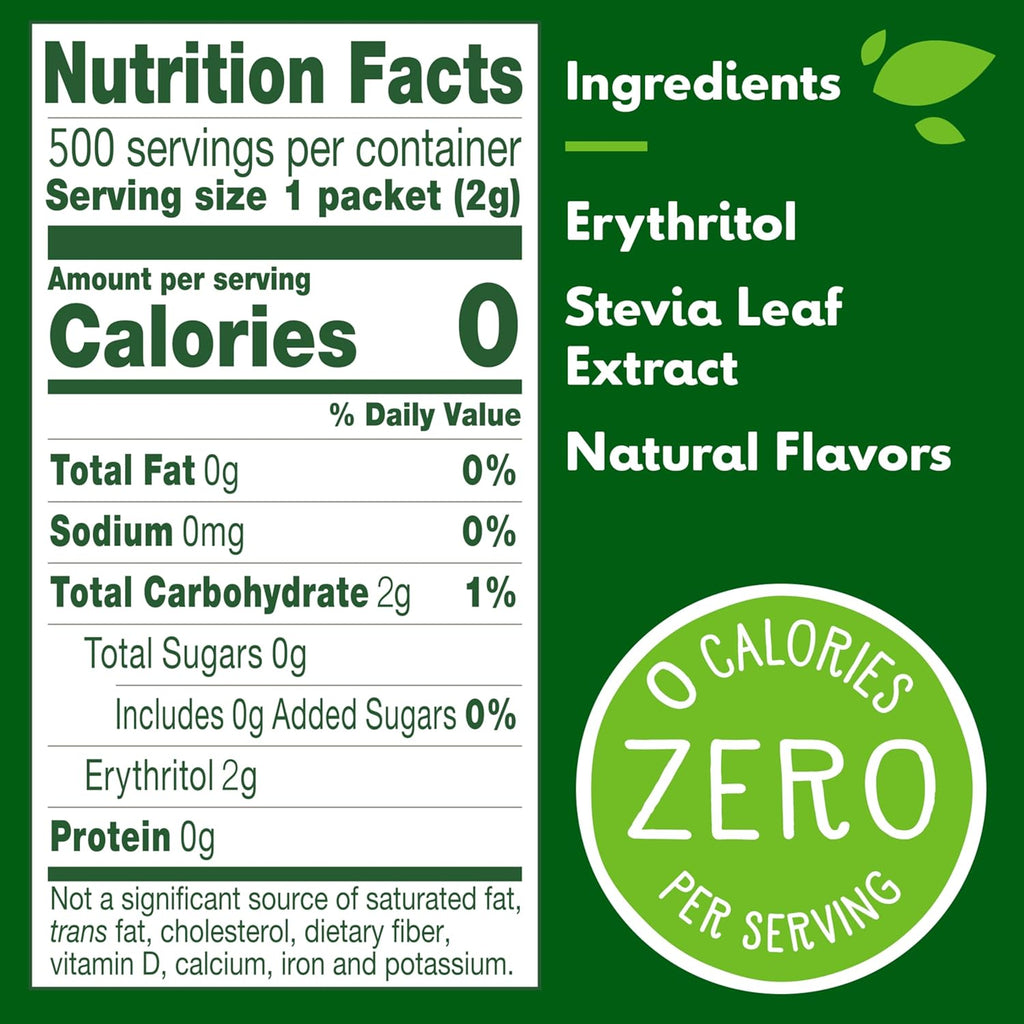Truvia Original Calorie-Free Stevia Leaf Sweetener Packets, 500 Count, 35.25 oz Box, Zero-Calorie, Non-GMO, Gluten-Free
