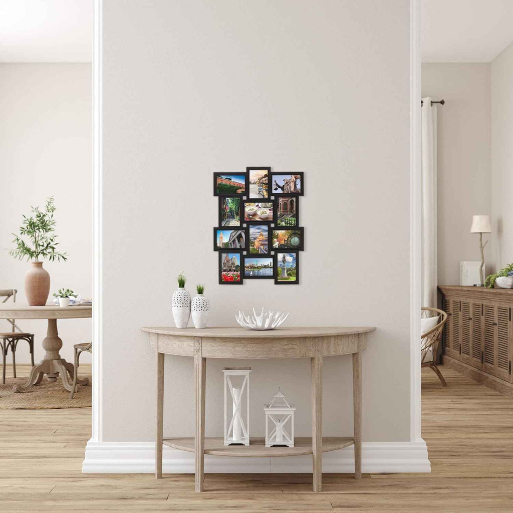 Melannco 18x23 Inch Black Collage Picture Frame - Multi-photo Frame with 12 Openings - Six 6x4 and Six 4x6 Slots - Wall Mounted Gallery Frame for Family Photos - Home Decor Multi-picture Frame