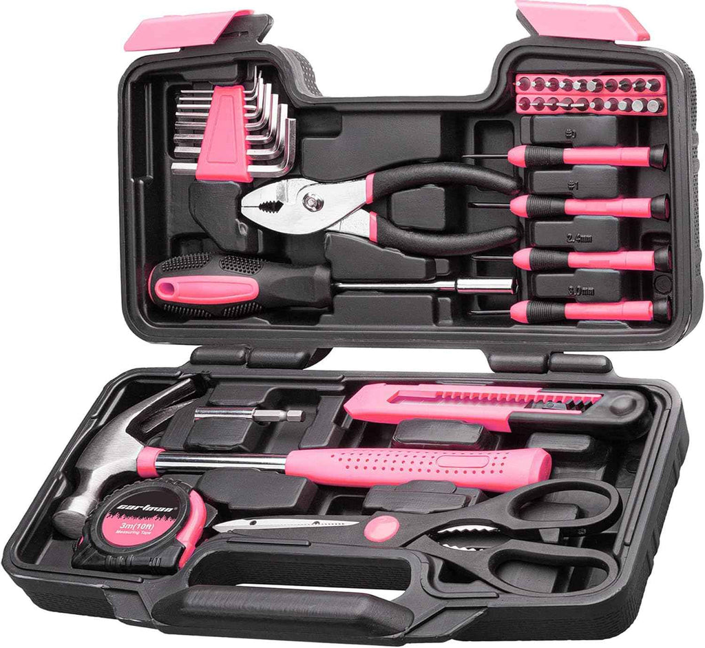 CARTMAN 39 Piece Tool Set General Household Hand Kit with Plastic Toolbox Storage Case Orange
