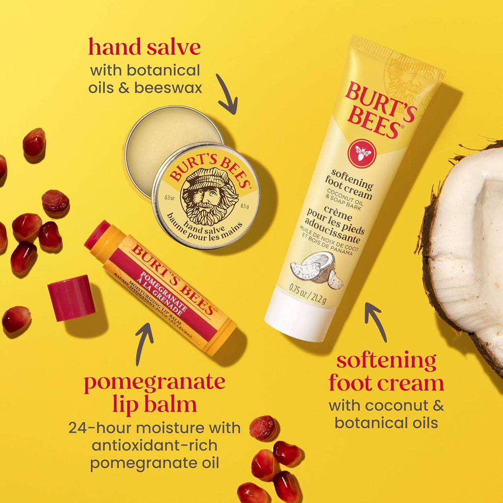 Burt's Bees Tips and Toes Kit, 6 Travel Size Products, Pomegranate Moisturizing, Hydrating, and Nourishing