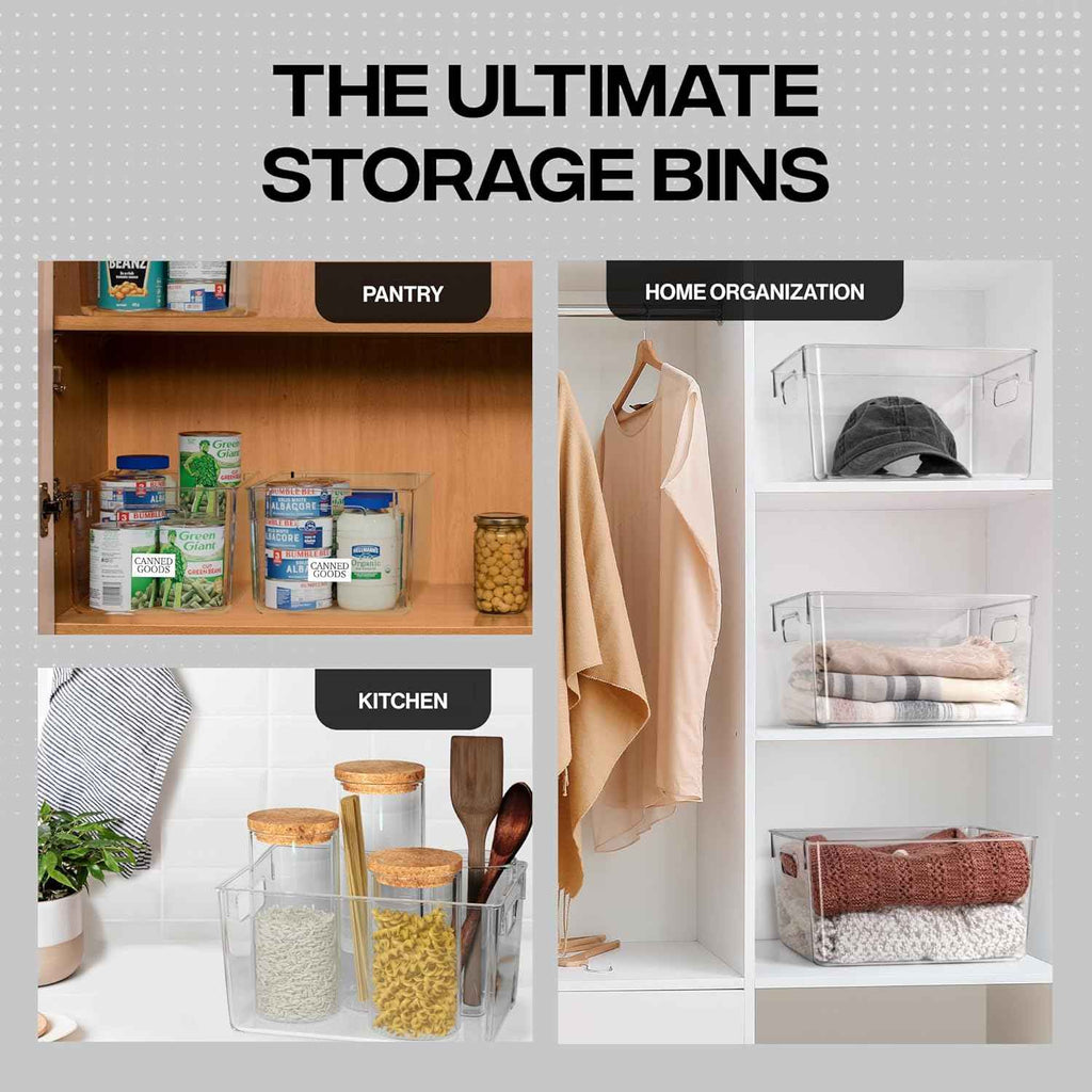 ClearSpace Clear Plastic Storage Bins for Kitchen, Laundry Room, Office, Closet, Garage & Freezer