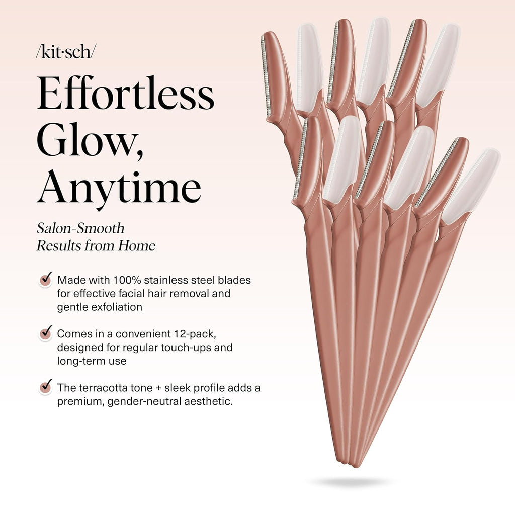 kitsch dermaplane razor terracotta 12 pieces exfoliating facial skin care tool facial hair removal