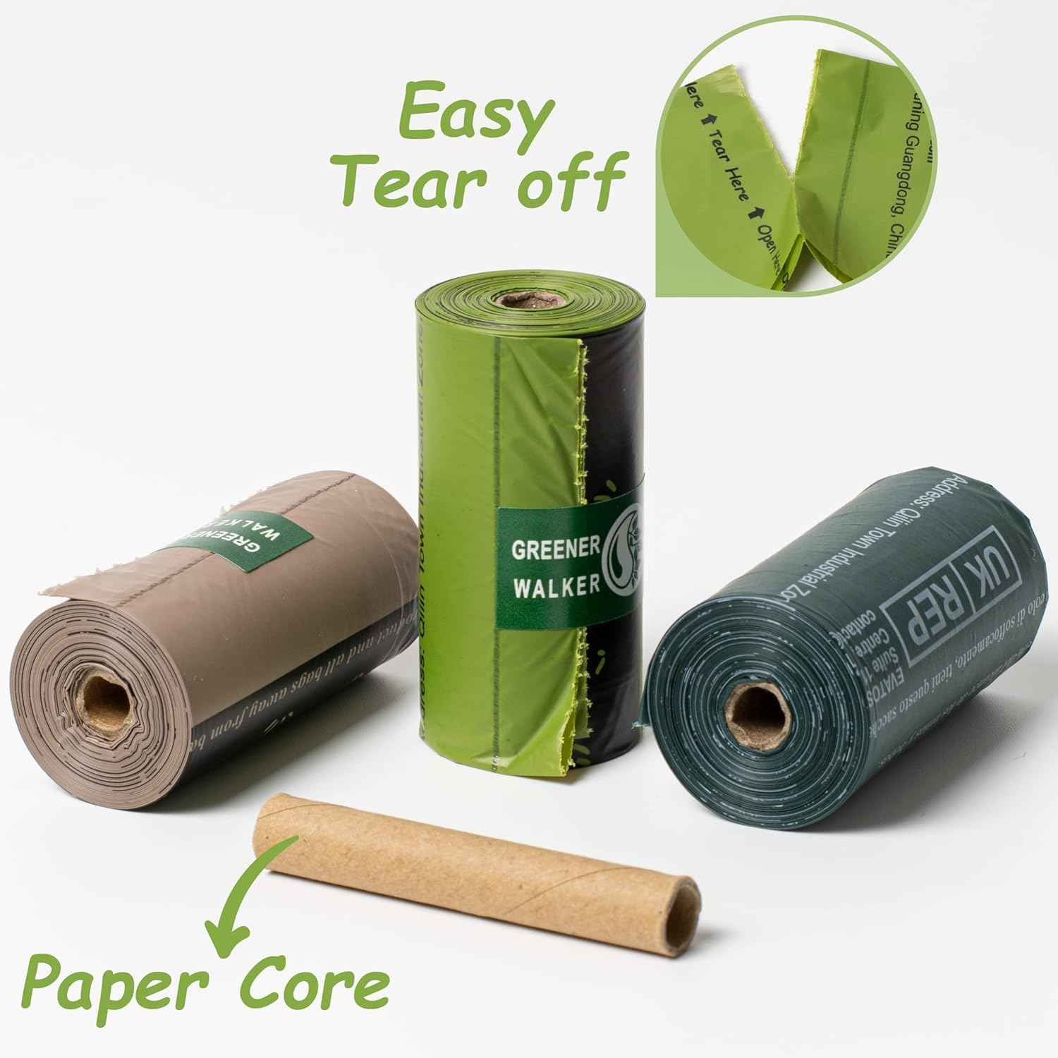 Greener Walker Poop Bags for Dog Waste, Extra Thick, Strong, 100% Leak Proof, 540 Bags, Green