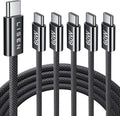 Lisen 5-pack usb c to c cable, 60w fast charging, 10ft for iphone 17, ipad, galaxy s25/s24