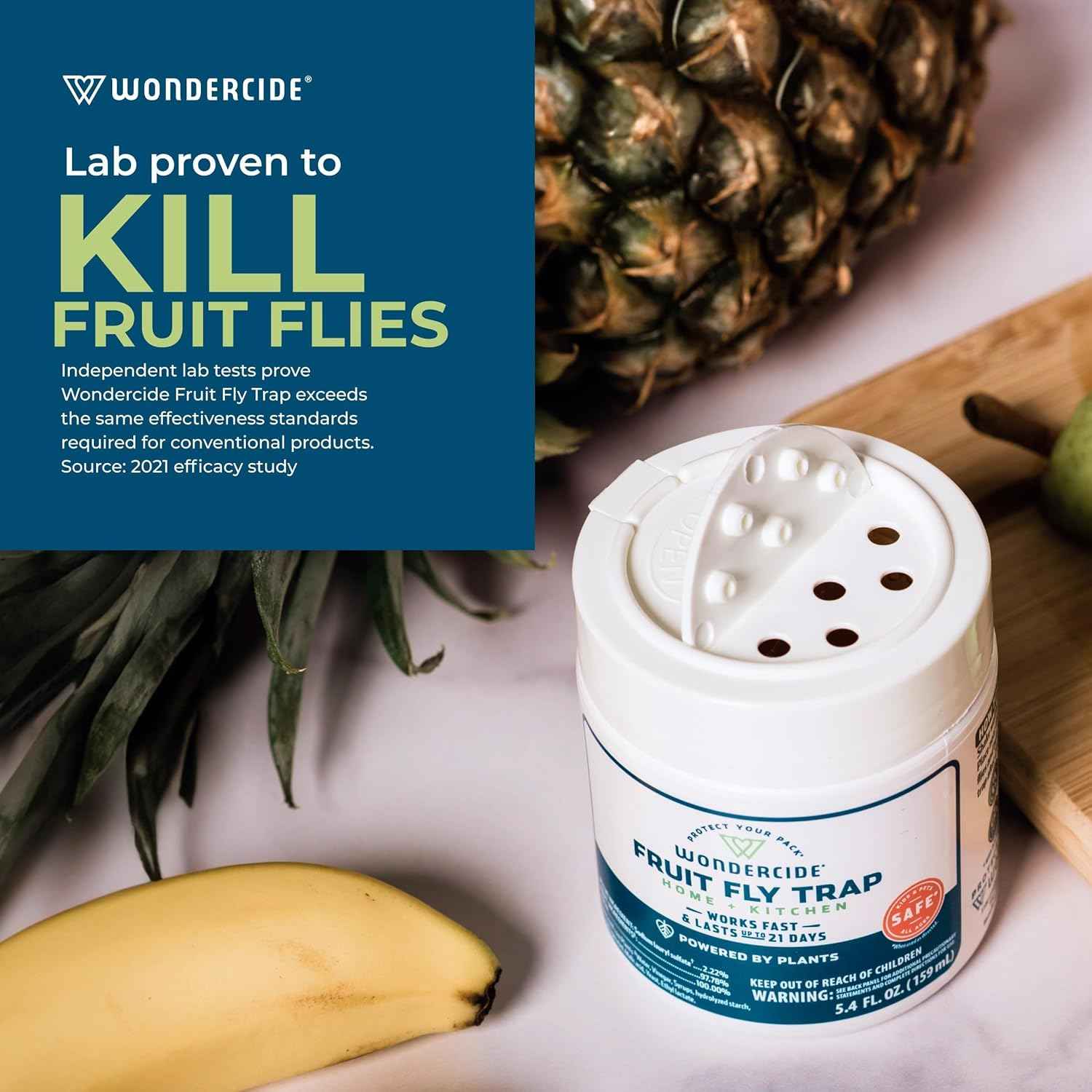 Wondercide Fruit Fly Traps 2-Pack, Indoor Fruit Fly Killer, Pet and People Safe, Made in USA, Plant Based, 5.4 oz