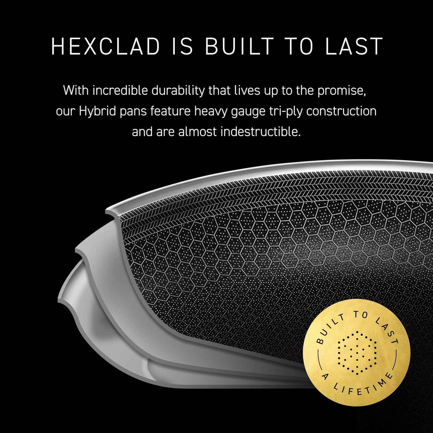 HexClad Hybrid Nonstick 8-Inch Frying Pan with Tempered Glass Lid, Stay-Cool Handle, Dishwasher-Friendly, Oven-Safe, Induction Ready