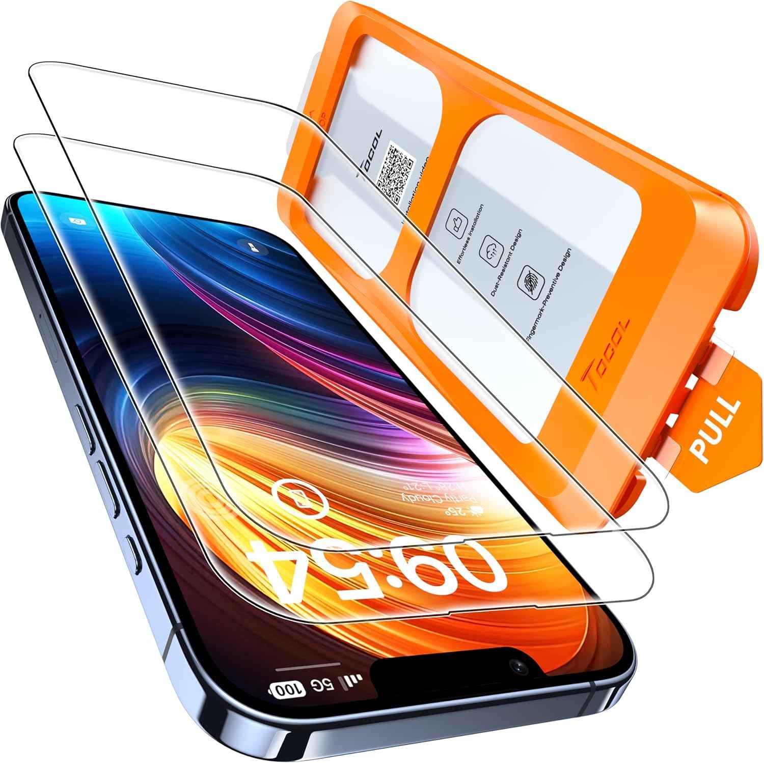 TOCOL for iPhone 17 Screen Protector 6.3 inch 9H Hardness Military Grade Shatterproof HD Tempered Glass for Full Coverage Protection 2 Pack