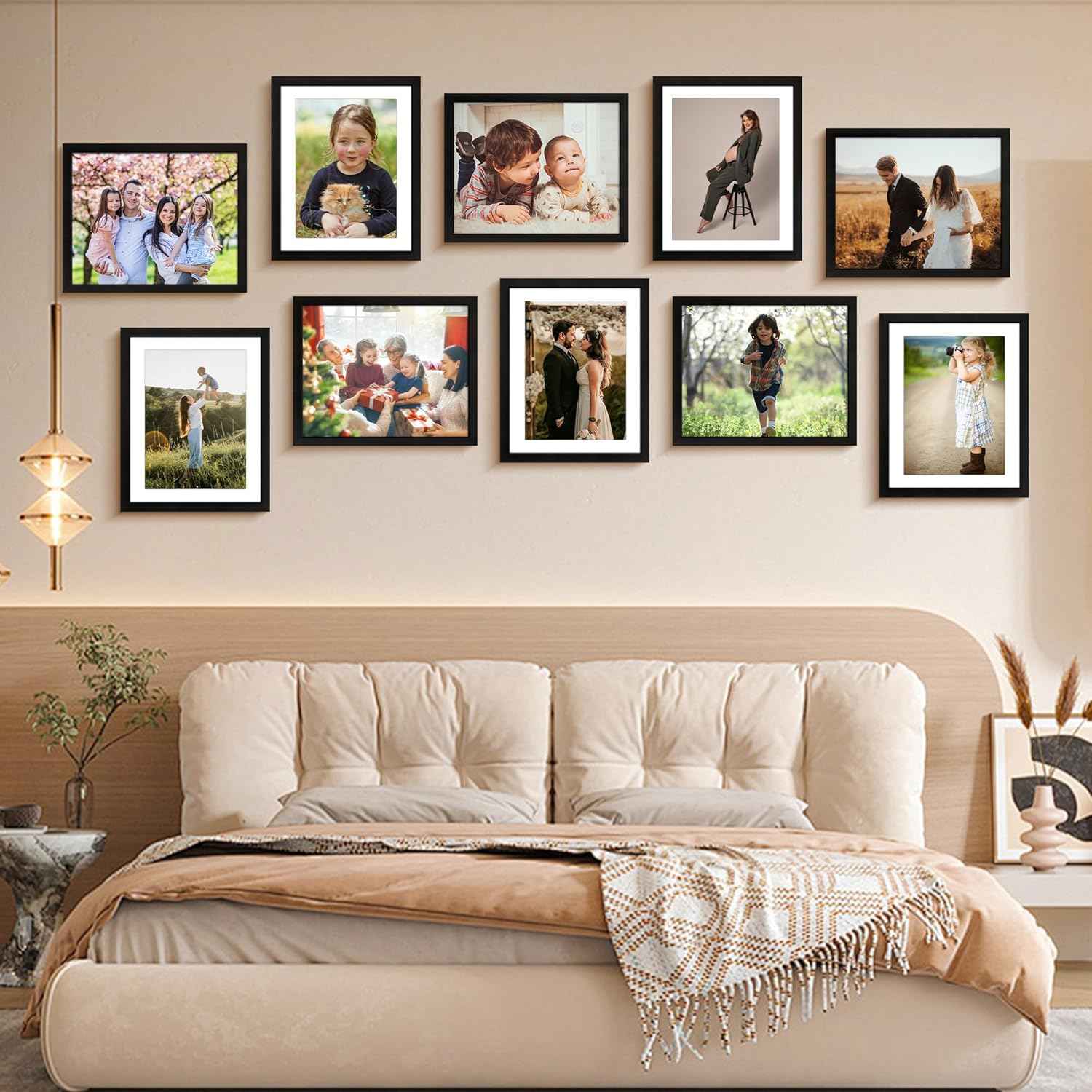 FIXSMITH 8x10 Picture Frame Set of 2, Photo Frame with HD Plexiglass, Display Pictures 5x7 with Mat or 8x10 Without Mat Multi Picture Frames Collage for Tabletop or Wall Display, Black
