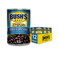 Bush's Best 15 oz canned black beans, gluten-free, low fat, source of plant-based protein and fiber, pack of 12