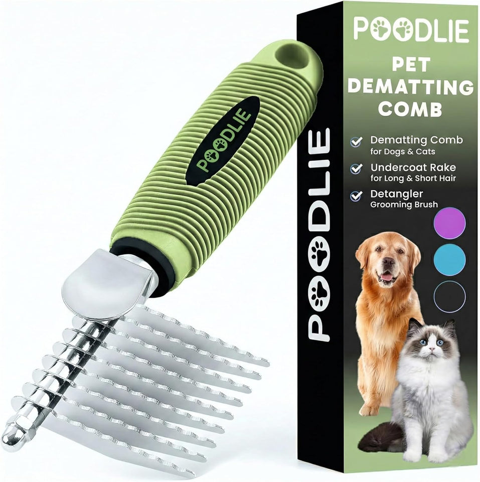 poodle-dematting-fur-rake-comb-brush-for-dogs-and-cats-with-long-2.5inch-steel-safety-blades
