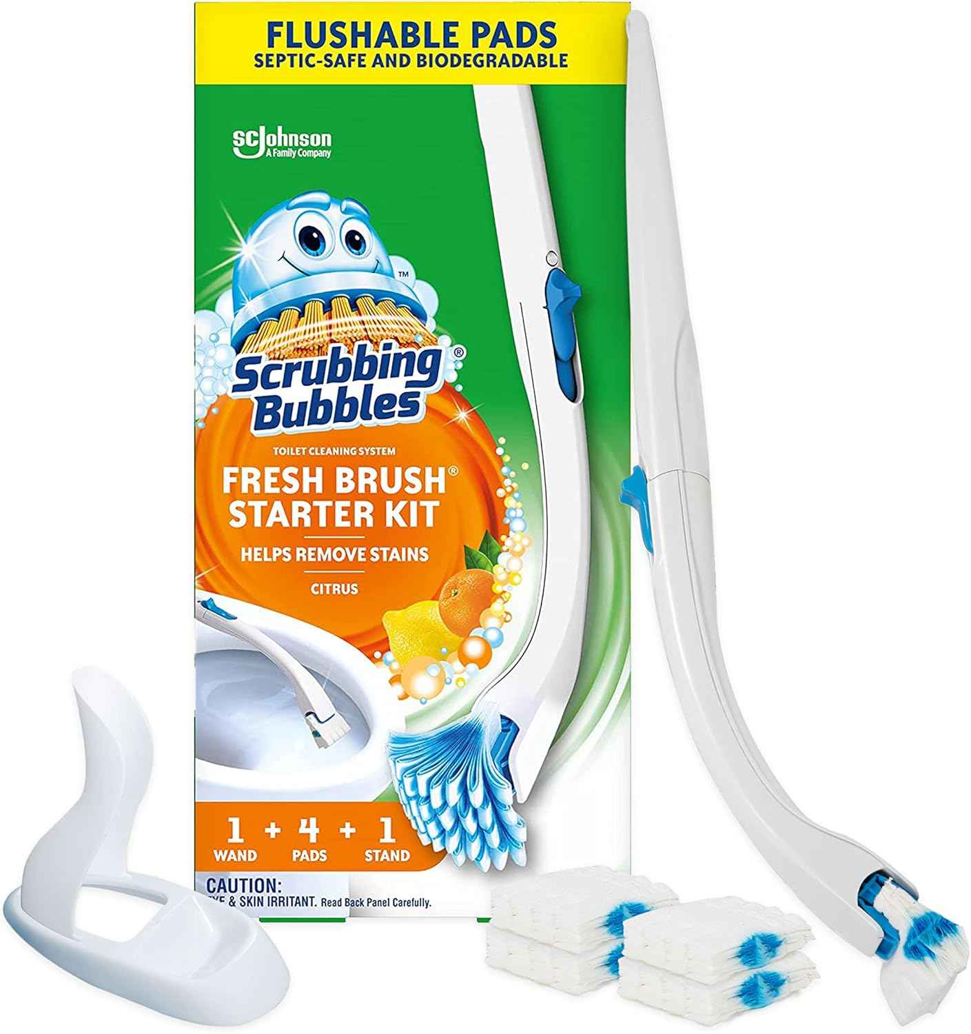 Scrubbing Bubbles Flushable Toilet Bowl Wand Cleaner Refills, Fresh Brush Cleaner Toilet Refill Pads, Removes Limescale & Odors, Citrus Scent, 20 Count (Pack of 1)