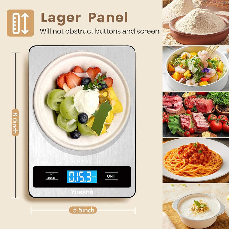 Food Scale, 11lb Kitchen Scale with 0.05oz/1g Precision, 6 Units Tare Function & LCD Display, Stainless Steel Digital Scale for Baking, Cooking, Meal Prep - Kitchen Gadgets & Gifts, Home Essentials