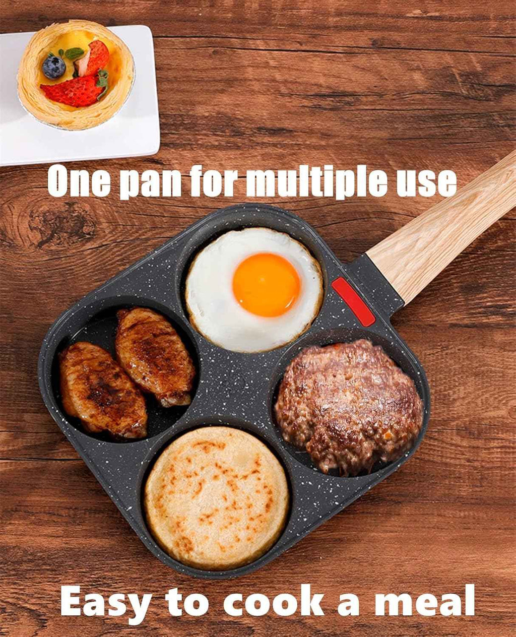HUPECHAM 4-Cup Egg Pan Nonstick, and Granite Egg Frying Pan, Versatile Breakfast Skillet for Eggs, Pancakes, Plett, Crepes, Compatible with Gas Stove and Induction Cooktop