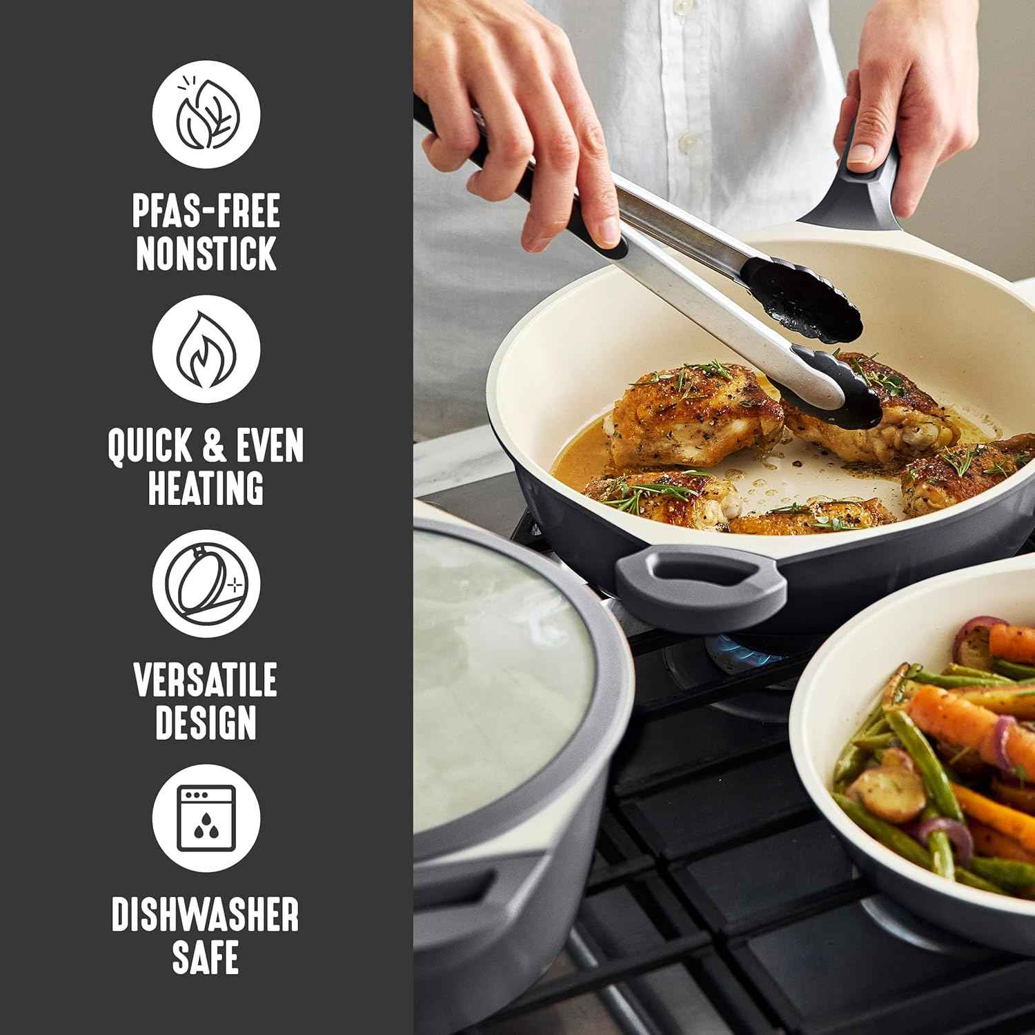 GreenLife 8-Piece Ceramic Nonstick Cookware Set - PFAS-Free, Induction Suitable, Dishwasher Safe
