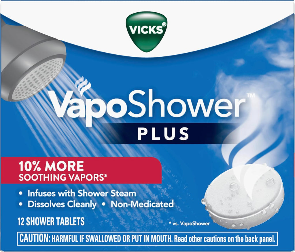 vicks, vapoShower plus, 12-count eucalyptus and menthol shower steamer tablets, non-medicated aromatherapy