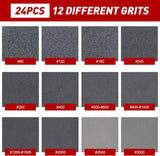 24 Pcs Sanding Sponge 80-3000 Grit Sandpaper Assortment, Washable & Reusable Sanding Blocks for Wood, Metal, Drywall, Glazing, Wet Dry Sandpaper for Smooth Finishing
