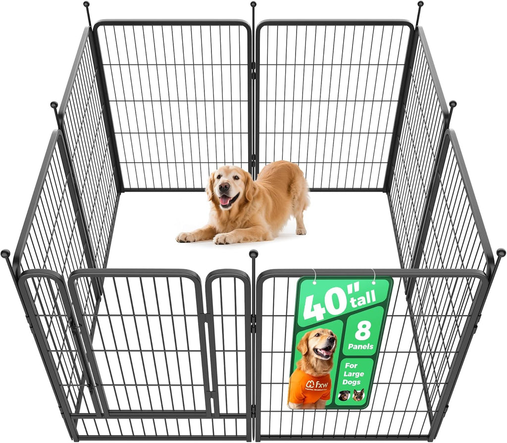 fxw rollick unleashed dog playpen for indoor, yard, rv camping, 24 inch 8 panels for small and puppy dogs, black