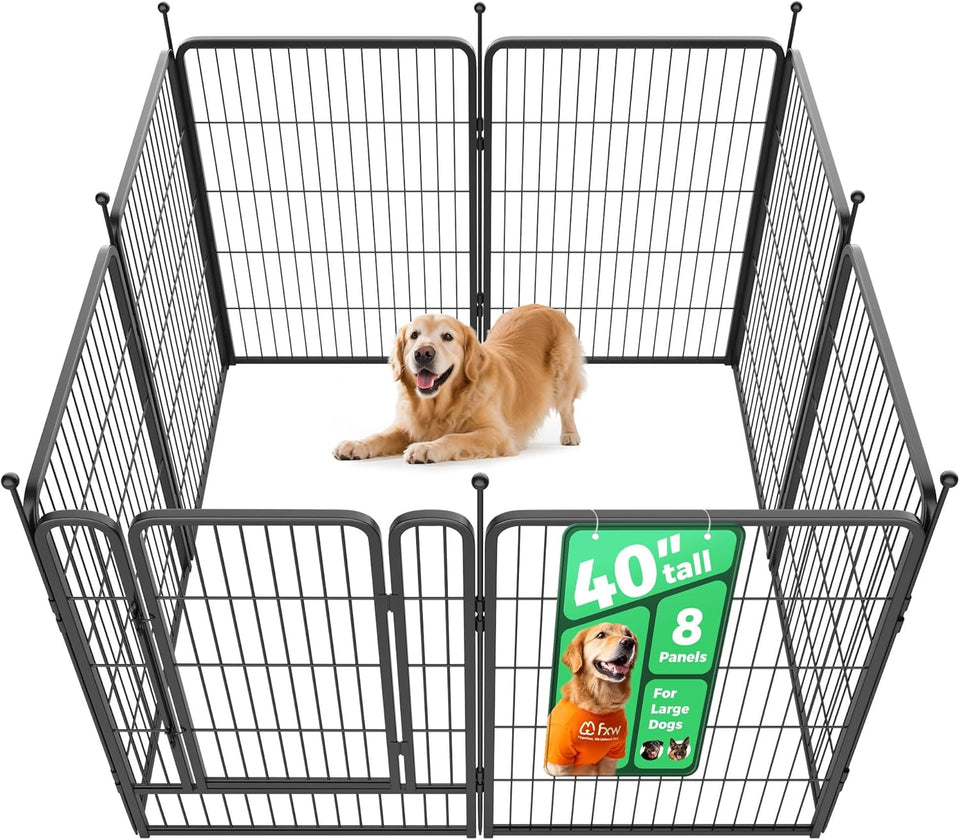 fxw rollick unleashed dog playpen for indoor, yard, rv camping, 24 inch 8 panels for small and puppy dogs, black