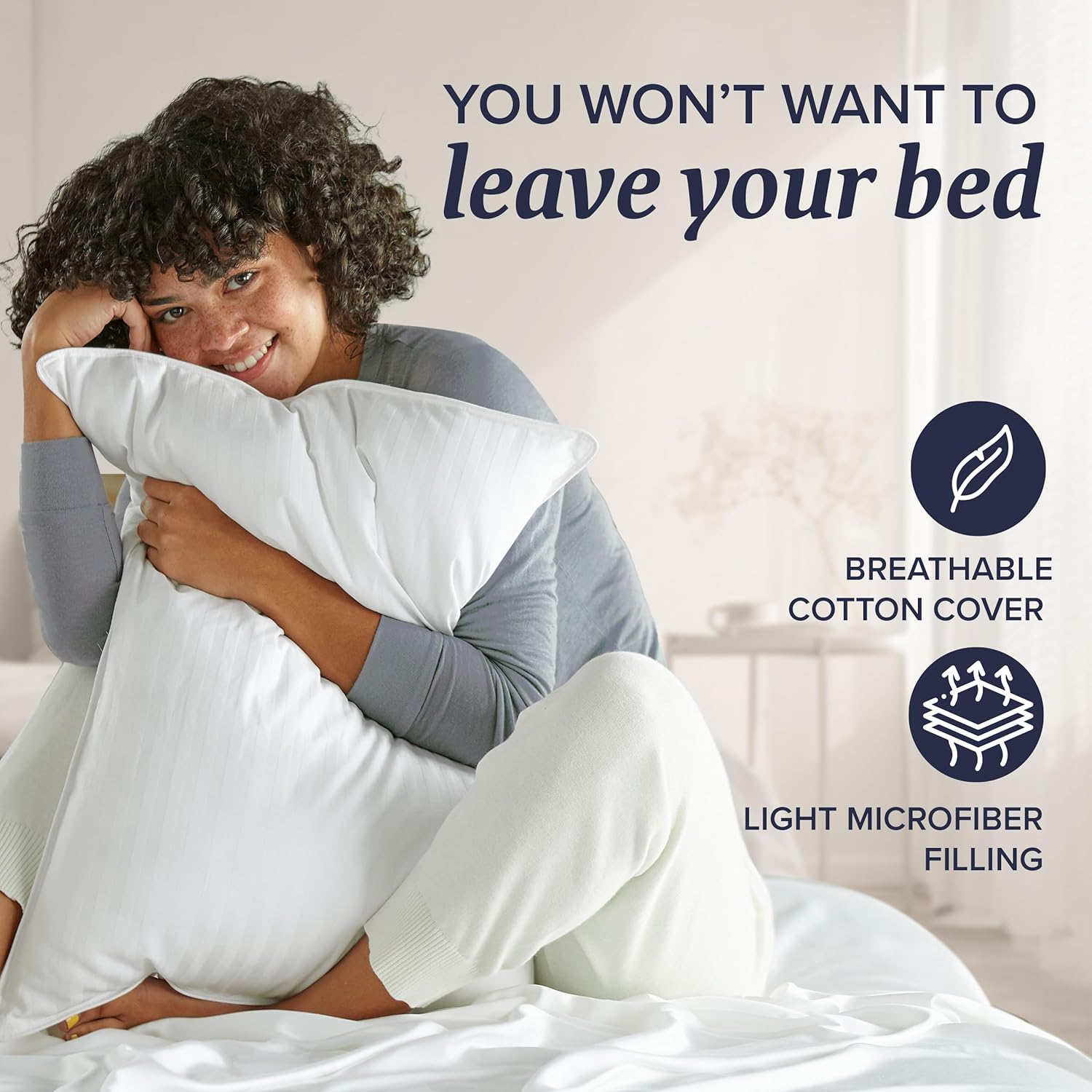 Beckham Hotel Collection Bed Pillows King Size Set of 2 - Down Alternative Pillow for Back, Stomach or Side Sleepers