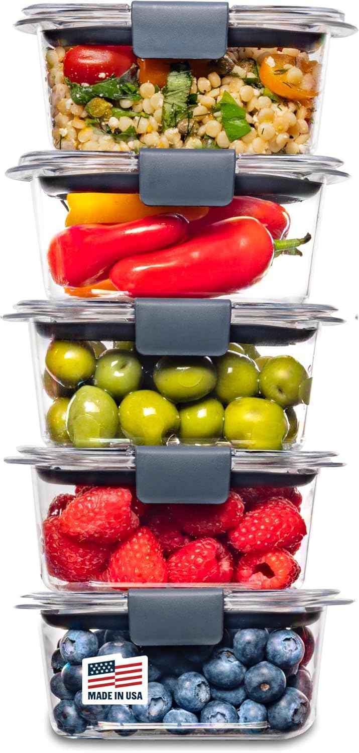 Rubbermaid Brilliance BPA Free 44-Piece Food Storage Containers Set Airtight Leak-Proof with Lids for Meal Prep Lunch and Leftovers