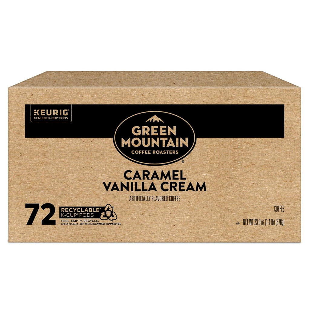 Green Mountain Coffee Roasters light roast K-Cup pods, 72 count, caramel vanilla cream flavor