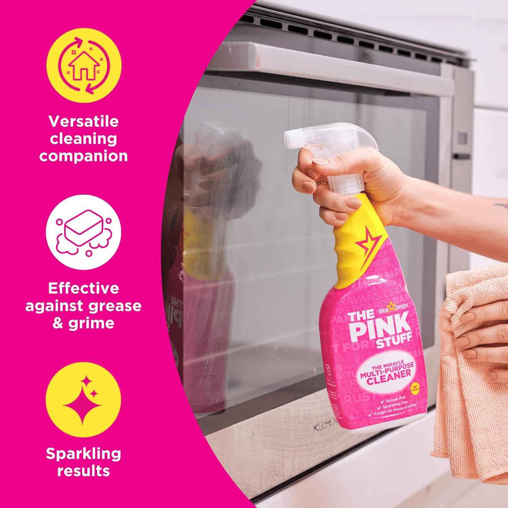 The Pink Stuff Miracle Multi-Purpose Cleaner, 25 fl Oz, removes grease, grime, and stains on kitchens, bathrooms, floors, and more