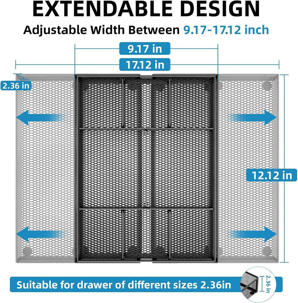 marbrasse expandable desk drawer organizer with 10 adjustable compartments black