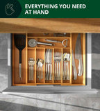ROYAL CRAFT WOOD Luxury Bamboo Kitchen Drawer Organizer - Silverware Organizer, Utensil Holder & Cutlery Tray Drawer Dividers for Flatware (9 Slot, Natural)