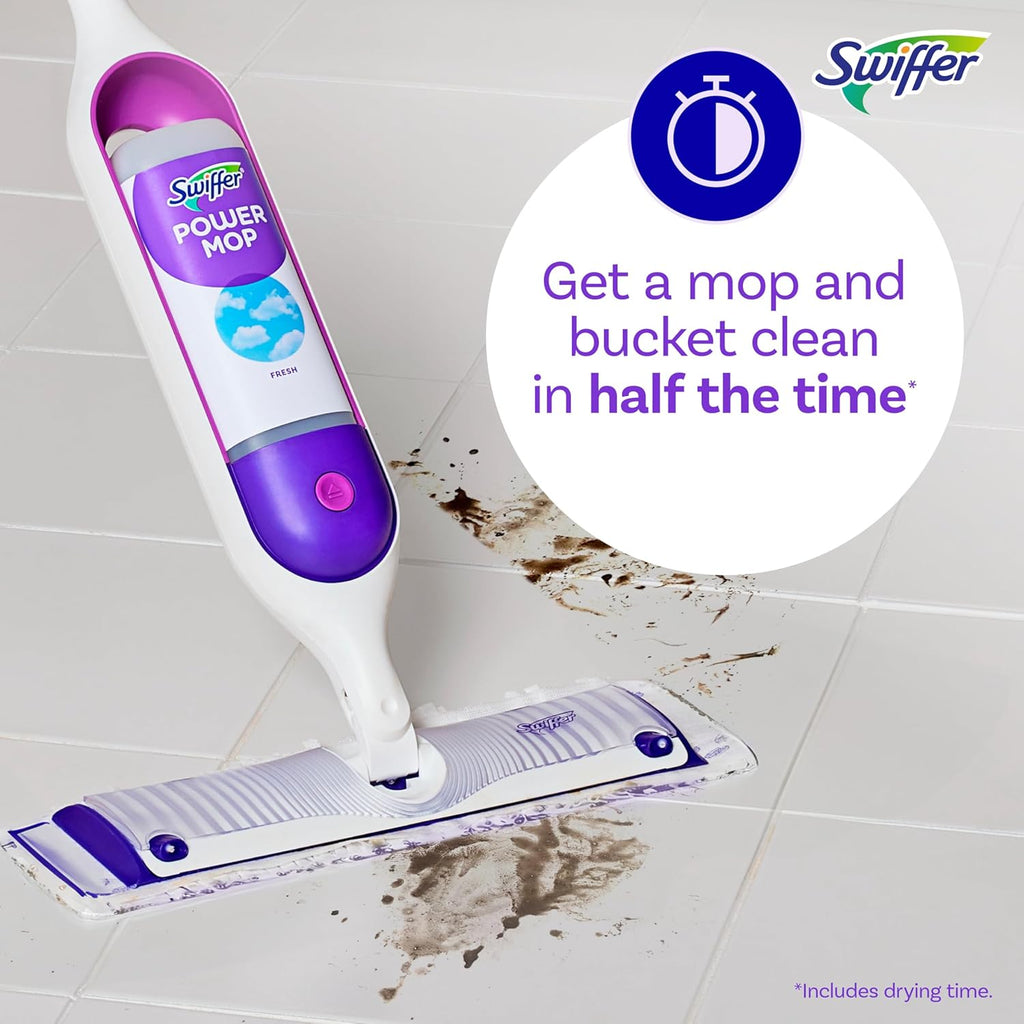 Swiffer PowerMop Multi-Surface Mop Kit for Floor Cleaning, Includes PowerMop, 2 Mopping Pad Refills, 1 Cleaning Solution with Fresh Scent and 2 Batteries - ShopUS