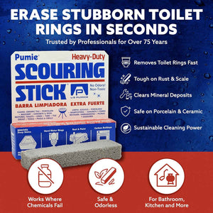 PUMIE Scouring Sticks - Heavy-Duty Pumice Cleaner for Toilet Rings, Bathroom & Kitchen Stains